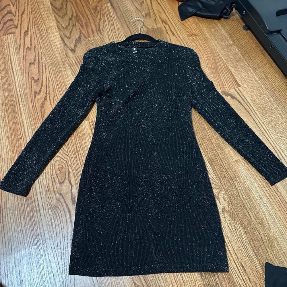 Windsor Black Sparkle Long Sleeve Dress